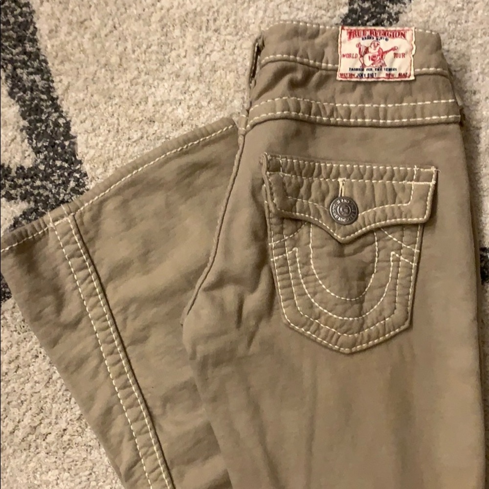 Tan True Religion sweat pants